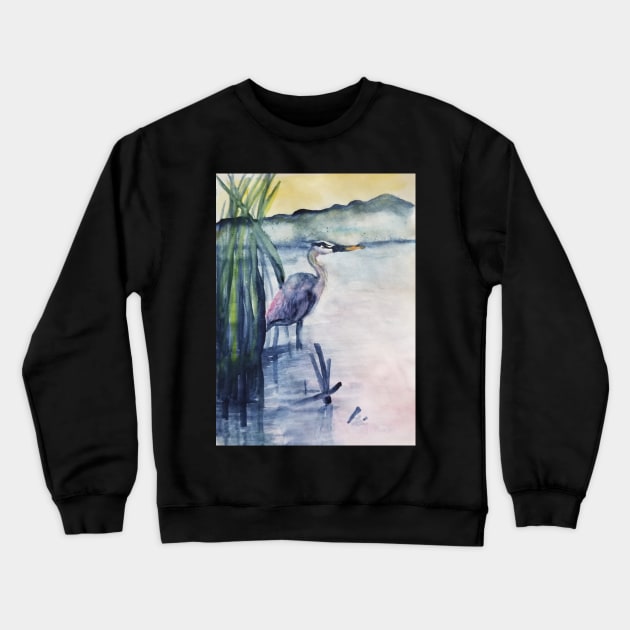 Blue heron Crewneck Sweatshirt by teenamarie23art